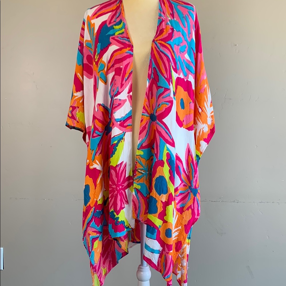 New York & Company Pink and Orange Swim Coverup
